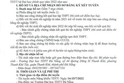 Thông báo của Trường Đại học TDTT Đà Nẵng